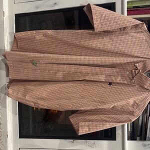 Cinch Orange and Blue Plaid Short Sleeve Button Down - Freshly Dry Cleaned